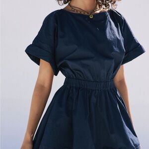 Free People Full Time Fun Mini Dress in Navy Blazer